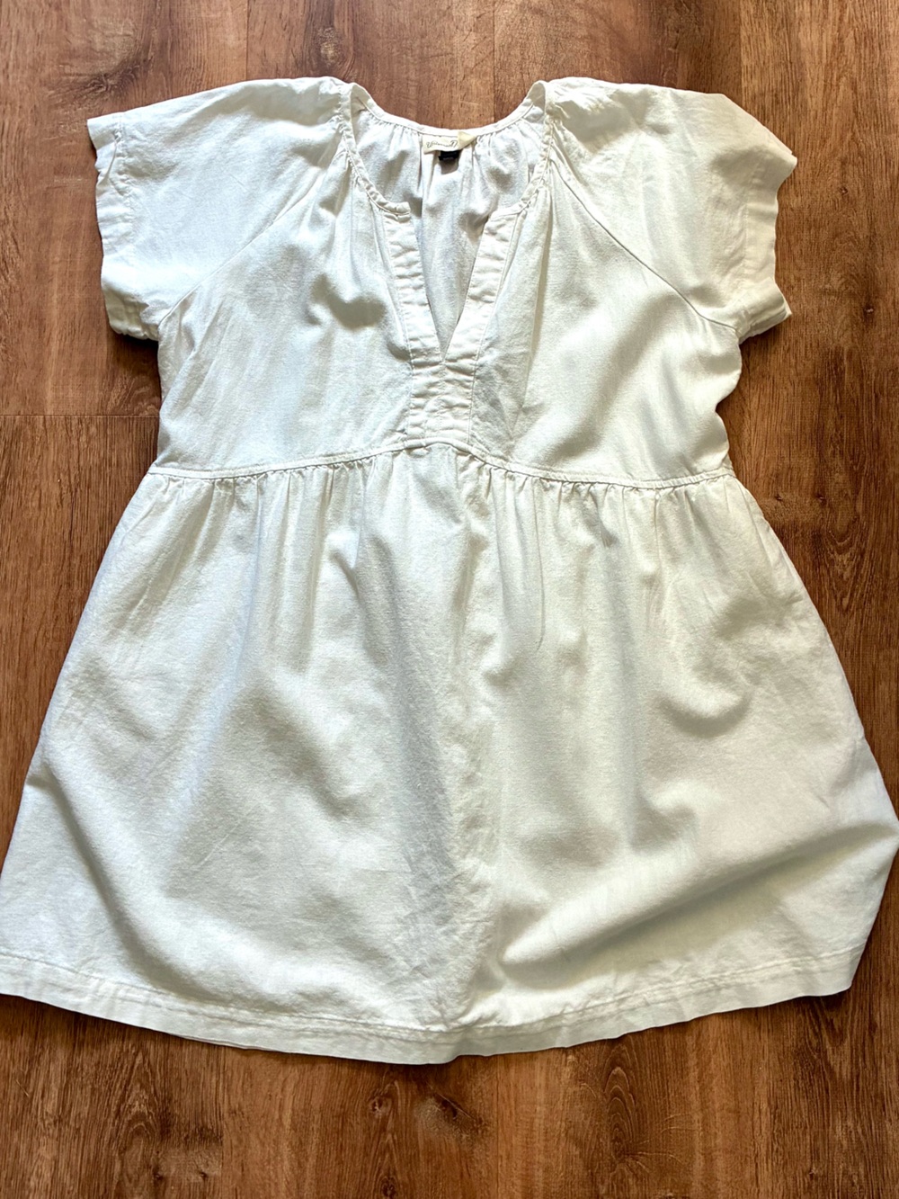Universal Thread Linen Blend Mini Dress Women’s L Cream Cottagecore Boho Flowy